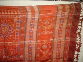 Weft Ikat From Orissa India,with Lion figures,Circa 1900.Its size is 160X200 Cm(DSC01220 New).                    