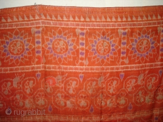 Weft Ikat From Orissa India,with Lion figures,Circa 1900.Its size is 160X200 Cm(DSC01220 New).                    