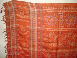 Weft Ikat From Orissa India,with Lion figures,Circa 1900.Its size is 160X200 Cm(DSC01220 New).                    