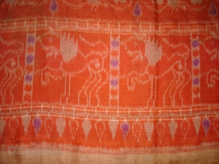 Weft Ikat From Orissa India,with Lion figures,Circa 1900.Its size is 160X200 Cm(DSC01220 New).                    