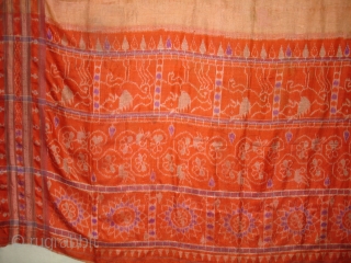 Weft Ikat From Orissa India,with Lion figures,Circa 1900.Its size is 160X200 Cm(DSC01220 New).                    