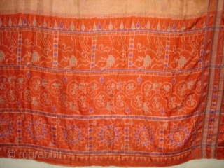 Weft Ikat From Orissa India,with Lion figures,Circa 1900.Its size is 160X200 Cm(DSC01220 New).                    