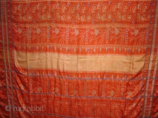 Weft Ikat From Orissa India,with Lion figures,Circa 1900.Its size is 160X200 Cm(DSC01220 New).                    