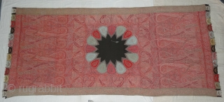 Sikh Period Jamawar Long Shawl From Kashmir, India.C.1850.Its Size is 130cmx300cm. Its condition is good(DSC03928 New).                 