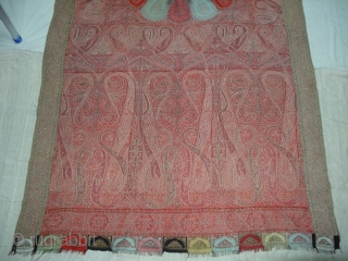 Sikh Period Jamawar Long Shawl From Kashmir, India.C.1850.Its Size is 130cmx300cm. Its condition is good(DSC03928 New).                 