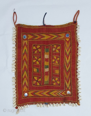 Rare Ceremonial Banjara Gala From Karnataka,South India. India.Embroidered on cotton. Gala is traditionally used by women to carry pots on their heads.C.1900.Its size is 28cmX35cm(20191128_145508).
        