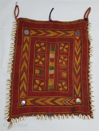 Rare Ceremonial Banjara Gala From Karnataka,South India. India.Embroidered on cotton. Gala is traditionally used by women to carry pots on their heads.C.1900.Its size is 28cmX35cm(20191128_145508).
        