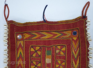 Rare Ceremonial Banjara Gala From Karnataka,South India. India.Embroidered on cotton. Gala is traditionally used by women to carry pots on their heads.C.1900.Its size is 28cmX35cm(20191128_145508).
        