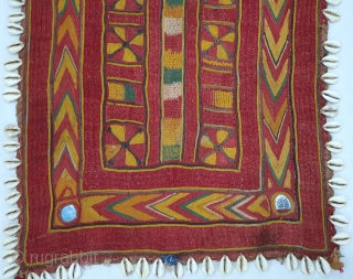 Rare Ceremonial Banjara Gala From Karnataka,South India. India.Embroidered on cotton. Gala is traditionally used by women to carry pots on their heads.C.1900.Its size is 28cmX35cm(20191128_145508).
        