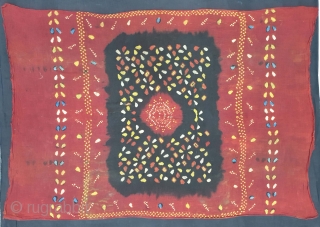 Ceremonial Tie and Dye Rumal (Natural Colors), Tie and Dye Work on the Cotton From Kutch Region of Gujarat, India. 19th Century. Its size is 80cmX108cm. This were Traditionally used mainly by  ...