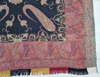 Kashmir Kalamkar Square Shawl (Rumal) on the Kani Weave, Showing the more than twelve different variations of color combination , Its From Kashmir, India. India. 

C.1850-1875. 

Its Size is 162cmX165cm (20221030_170011).  