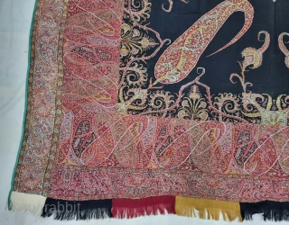 Kashmir Kalamkar Square Shawl (Rumal) on the Kani Weave, Showing the more than twelve different variations of color combination , Its From Kashmir, India. India. 

C.1850-1875. 

Its Size is 162cmX165cm (20221030_170011).  