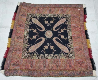 Kashmir Kalamkar Square Shawl (Rumal) on the Kani Weave, Showing the more than twelve different variations of color combination , Its From Kashmir, India. India. 

C.1850-1875. 

Its Size is 162cmX165cm (20221030_170011).  