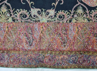 Kashmir Kalamkar Square Shawl (Rumal) on the Kani Weave, Showing the more than twelve different variations of color combination , Its From Kashmir, India. India. 

C.1850-1875. 

Its Size is 162cmX165cm (20221030_170011).  