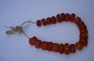 Amber Necklace 23 Beads Kutch Gujarat India.Dated Around 1800,Its Weight is 34 Gram.Good condition.                   
