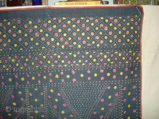 Phulkari From East(India)Punjab.India.On the Indigo base.Geometric Rare Design Phulkari.Condition little bite worn because of age(DSC06914 New).                 