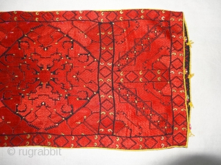 Pillow-Cover,Swat Valley(Pakistan). India.Embroidered On Cotton with floss silk.with  Braiding and Tassels.C.1900.Its size is 34cmx72cm(DSC04179).                  