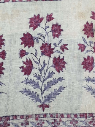 Fragment Of Indian Trade Kalamkari, Late 18th Century, Traded to South-East-Asian Market, Cotton Painted, Mordant-And Resist-Dye, From Gujarat India. India. Its size is 21cmX27cm ( 20201205_134928 ).      