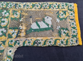 An Very Rare Gaumukhi (Pouch for Prayer Beads ) Very Fine Zardozi Embroidery (Real Zari)  with Real Beads with Real Gold work.
Very fine Mughal Embroidery on the Cotton. From the Deccan  ...