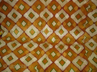 Phulkari From West(Pakistan)Punjab.India.Diamond Design Bagh With rare Influence of Multi-Colour Border(DSC07198).                      