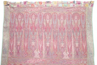 Rare Haft Border Kalamkar long Shawl, Showing the different variation of colour combination From Kashmir, India. India. C.1830-1850.Its Size is 145cmx345cm (DSC08615).
           