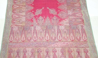 Rare Haft Border Kalamkar long Shawl, Showing the different variation of colour combination From Kashmir, India. India. C.1830-1850.Its Size is 145cmx345cm (DSC08615).
           