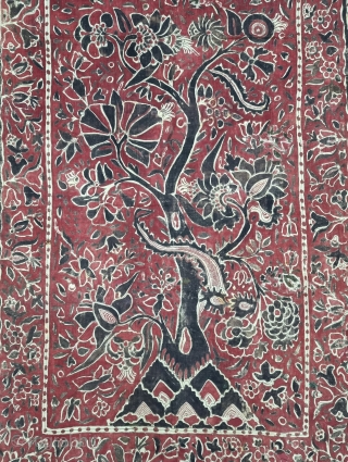 Palampore Chintz Kalamkari Hand-Drawn Mordant- And Resist-Dyed Cotton, From Coromandel Coast South India. India. 

C.1725-1750. 

Exported to the South-East Asian Market. 

Its size is 102cmX152cm(20221218_145830).        