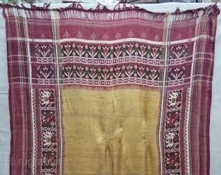 Patola Sari, Silk Double Ikat.Probably Patan Gujarat. India. With combination of Popat Kunjar And Hathi Kunjar(Parrot And Elephant)  side border With Floral end Borders.

This Patola Uses one of the most Rare  ...