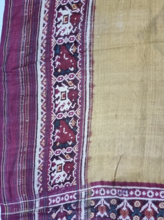 Patola Sari, Silk Double Ikat.Probably Patan Gujarat. India. With combination of Popat Kunjar And Hathi Kunjar(Parrot And Elephant)  side border With Floral end Borders.

This Patola Uses one of the most Rare  ...