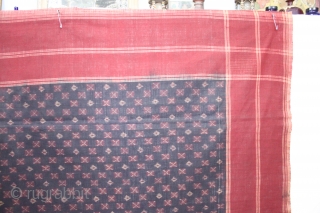 Telia Dupatta From Andhra Pradesh India.Cotton warp And Weft Ikat.Circa 1900.Its Size is 110X260cm(IMG_1100 New).                  