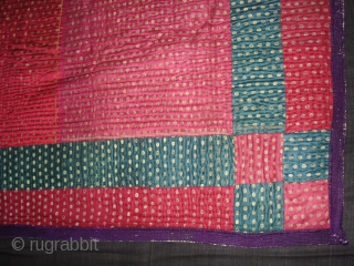 Khinkhab Zari Borcade Quilt From Saurashtra Gujarat India.This were traditionally used mainly by Kathi Darbar family of Saurashtra Gujarat India.C.1900. Its size is 147cmX240cm(DSC05815 New).        