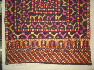 Figurative folk Phulkari From East(Punjab), India.Showing the Folk Art of Punjab.C.1900.(DSC06604 New).                     