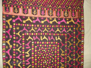 Figurative folk Phulkari From East(Punjab), India.Showing the Folk Art of Punjab.C.1900.(DSC06604 New).                     