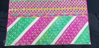 Phulkari Swatti Shawl From the Swat region of Pakistan. India.Silk embroidery on cotton,Circa Mid-20th century.Its size is 120cmX228cm(20181220_170259).               