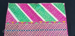 Phulkari Swatti Shawl From the Swat region of Pakistan. India.Silk embroidery on cotton,Circa Mid-20th century.Its size is 120cmX228cm(20181220_170259).               