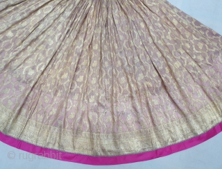 Ceremonial Real Zari brocade Ghaghra (Skirt). Real Zari Gold threads weaving on the Tissue Fabric, From Varanasi Uttar Pradesh North India. India. C.1900. Its size Details, length is 90 cm, round is  ...