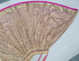 Ceremonial Real Zari brocade Ghaghra (Skirt). Real Zari Gold threads weaving on the Tissue Fabric, From Varanasi Uttar Pradesh North India. India. C.1900. Its size Details, length is 90 cm, round is  ...