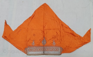 Sikh Community Head Cover (Musser) Real Zari (silver) embroidery on Mashru (Gajji Silk), From West Punjab Region of Undivided India. IndiaC.1900 (20191218_155621).           