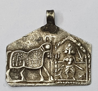 Tribal Indian Silver Pendant of Hindu God's Figures, From Kutch Gujarat India.India.C.1900 (20191221_162103).                    