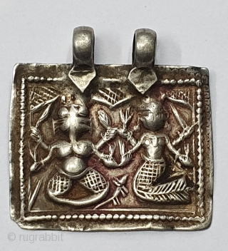 Tribal Indian Silver Pendant of Hindu God's Figures, From Kutch Gujarat India.India.C.1900 (20191221_162103).                    