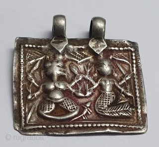 Tribal Indian Silver Pendant of Hindu God's Figures, From Kutch Gujarat India.India.C.1900 (20191221_162103).                    