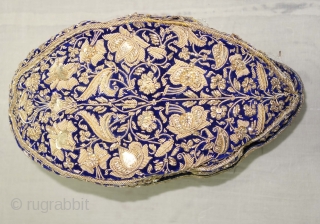 Nawabi Topi (Hat) Zardozi Embroidered on cotton velvet, With Real Silver Thread with Gold Polish, From Varanasi, Uttar Pradesh, India. India.Late19th Century.
           