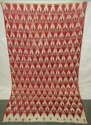 Khanjar Thirma Wedding Bagh From West(Pakistan)Punjab. India. India. Late 19th Century Floss silk on hand spun cotton ground cloth. Its size is 115cmX235cm(DSC08901).          