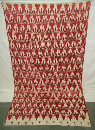 Khanjar Thirma Wedding Bagh From West(Pakistan)Punjab. India. India. Late 19th Century Floss silk on hand spun cotton ground cloth. Its size is 115cmX235cm(DSC08901).          