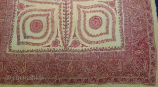 Kashmir Embroidered Square shawl (Rumal). Paisley Boteh Motifs in An Elegant stately Platte. From Kashmir, India. It has some Repairs and it has Old Backing Cloth Of Pashmina.
C.1860-1875.
Its size is 151cmX160cm(DSC09589).      