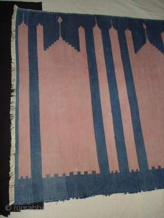 Jainamaz (Cotton) Saf ,Multi-niche prayer Dhurrie  From Deccan India.Its size is 113cm x 233cm.Condition its little worn (DSC03791 New).             