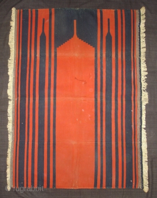 Jai Namaj Praying Dhurrie(Cotton),also known As Musala Dhurrie(Mat)From Gujarat.India.c.1900.Its Size is 80X110cm(DSC05579 New).                    