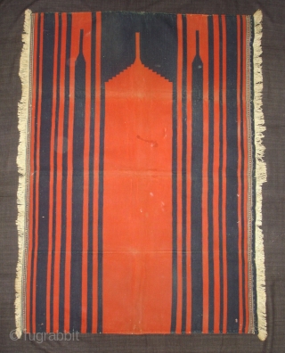 Jai Namaj Praying Dhurrie(Cotton),also known As Musala Dhurrie(Mat)From Gujarat.India.c.1900.Its Size is 80X110cm(DSC05579 New).                    