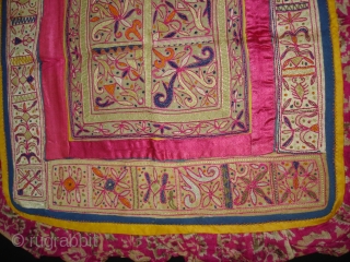 Famous Mochi Bharat Embroidery,Jain Cosmology shrine Chakla,From Kutch Gujarat India.Silk on Silk Embroidery.Its size is 42cmX42cm.C.1900.Condition is very good(DSC06170 New).             