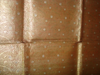 Zari Barocade Than(Yardage)From Jamnagar Gujarat India.This were traditionally used mainly by Rajput family of Saurashtra Gujarat India.Its Gold and Silver work known as Ganga Jamana Work.Its size is 77cm x 144cm(DSC06184 New) 